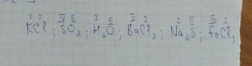 Определите валентность в следующих соединениях:KCL , SO2, H2O, BaCL2, Na2S, FeCL3
