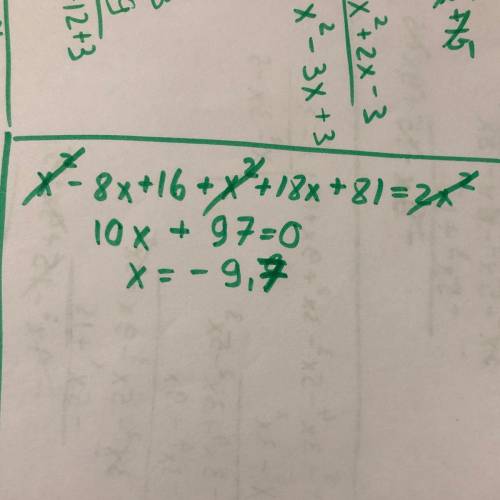 Найти корень уравнения (x-4)²+(x+9)²=2x²