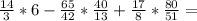 \frac{14}{3} * 6 - \frac{65}{42} * \frac{40}{13} + \frac{17}{8} * \frac{80}{51} =