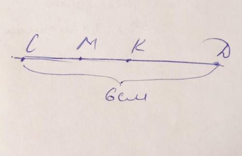 Решите Точка k середина отрезка cd, точка m середина отрезка ck. Найдите cm, mk, kd если cd=6 см.​ПА