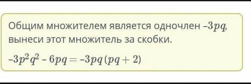 Разложи на множители выражение –3p2q2 – 6pq.​