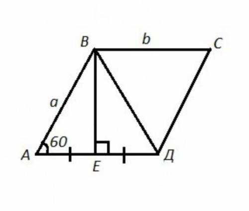 параллелограмме ABCD угол А равен 60°. Высота ВЕ делит сторону AD на две равные части. Найдите длину