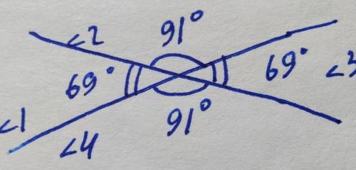 соч при пересечении двух прямых оброзовались углы если один из них равен 69° Найдите градусную меру