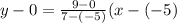 y-0=\frac{9-0}{7-(-5)} (x-(-5)