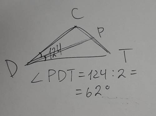 треугольники DCT проведена биссектриса DP Известно что угол CDT равен 124 градуса Найдите градусную