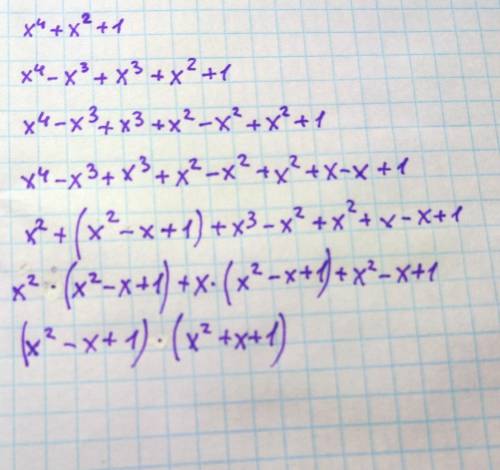 Розкласти на множникиx⁴+x²+1 ​