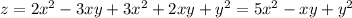 z=2x^2-3xy+3x^2+2xy+y^2=5x^2-xy+y^2