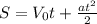 S=V_{0} t+\frac{at^{2} }{2}
