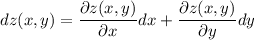 dz(x,y)=\dfrac{\partial z(x,y)}{\partial x}dx+\dfrac{\partial z(x,y)}{\partial y}dy
