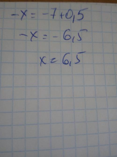 Теңдеуді шеш: –x + (–0,5) = –7.​