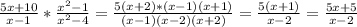 \frac{5x+10}{x-1}*\frac{x^2-1}{x^2-4}=\frac{5(x+2)*(x-1)(x+1)}{(x-1)(x-2)(x+2)} =\frac{5(x+1)}{x-2}=\frac{5x+5}{x-2}