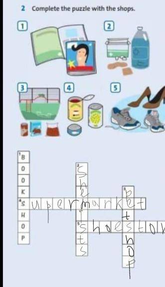 2. Complete the puzzle with the shops.