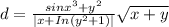 d=\frac{sin x^{3}+y^{2}}{|x+In(y^{2} +1)|}\sqrt{x+y}
