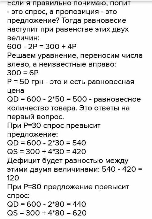 При ціні 30 грн. за упаковку прального порошку попит був 500 шт., а пропозиція становило 300 шт. Кол