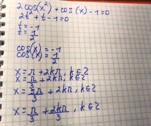 Очєнь нада 2cos²x+cos x-1=0​