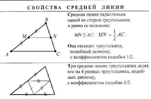 Середня линия середня линия трикутника на 5 см менша за сторону трикутника, який вона параллельна зн