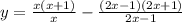 y = \frac{x(x + 1)}{x} - \frac{(2x - 1)(2x + 1)}{2x - 1}