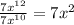 \frac{7x^{12} }{7x^{10} } =7x^{2}