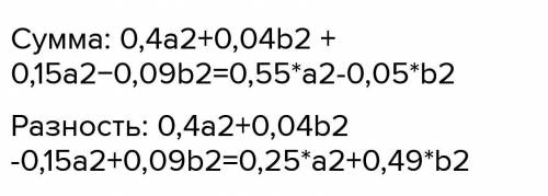 Найди сумму и разность многочленов 0,1x2+0,02y2 и если что 2 после буквы это степень