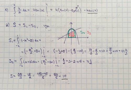 Вычислить площади фигур с использованием неопределённого и определённого интеграла