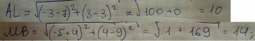 36. Найдите длину отрезка, определяемого точками: ya) А(7,3) и L(-3,3); (c) M(- 4,9) и B(-5,4); пома