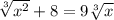\sqrt[3]{x^2}+8=9\sqrt[3]{x}