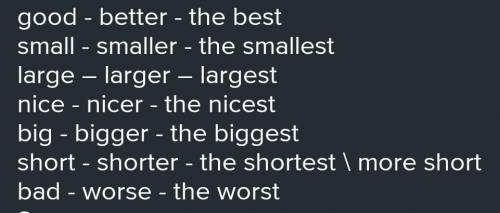 Заполни таблицу. long – lоngеr - the longest - - the best - smaller Lаrgе - - --- happier the ni