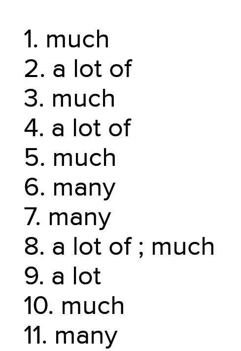 Put in a lot of / much / many 1. Do youdrink tea?2. I like reading. I've got books.3. There isn't