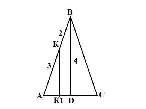 На стороне AB остроугольного треугольника ABC отмечена точка K. Найдите расстояние от точки K до сто