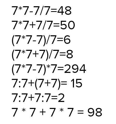 7777=11, поставьте знаки + - : * () √