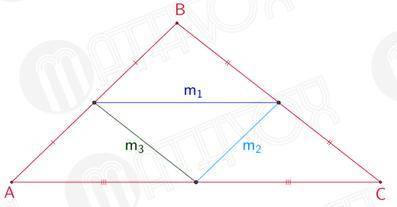 Знайдіть середні лінії трикутника, якщо його сторонидорівнюють 6 см, 10 см і 15 см.​