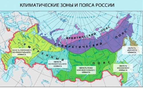 Составить схему климата на территории России