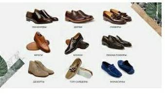 Объясните виды мужской и женской обуви ​