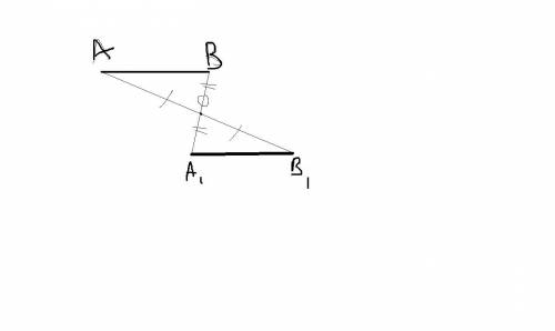 Изобразите отрезок, симметричный отрезку AB относительно центра O​