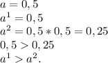a=0,5\\a^1=0,5\\a^2=0,5*0,5=0,25\\0,50,25\\a^1a^2.