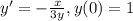 y'=-\frac{x}{3y} , y(0)=1