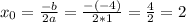 x_0 = \frac{-b}{2a} = \frac{-(-4)}{2 * 1} = \frac{4}{2} = 2