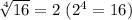 \sqrt[4]{16} = 2~(2^4 = 16)