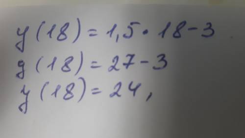 Вычислите, принадлежит ли точка A(18;-24) графику данной функции y=1,5x-3.