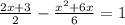 \frac{2x + 3}{2} - \frac{ {x}^{2} + 6x }{6} = 1