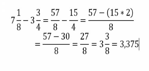 7целых 1/8 - 3целых 3/4=​