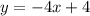 y = - 4x + 4