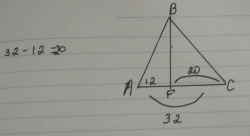 В равнобедренном треугольнике ABC с основанием AC=32см BF является высотой. НайдитеCF