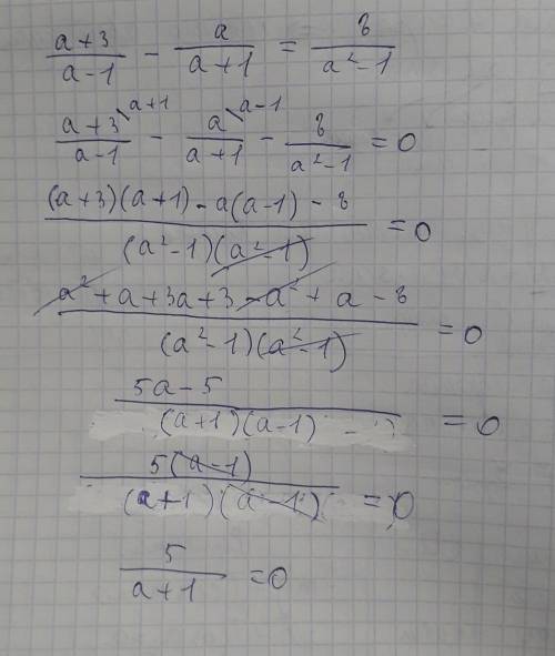 Решите уравнение а+3/а-1 - а/а+1=8/а²-1​