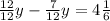 \frac{12}{12} y - \frac{7}{12} y = 4 \frac{1}{6}