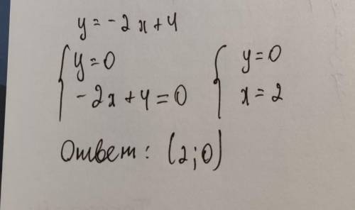 Найдите координаты точки пересечения графика функции у=-2х+4 с осью абсцисс. ​