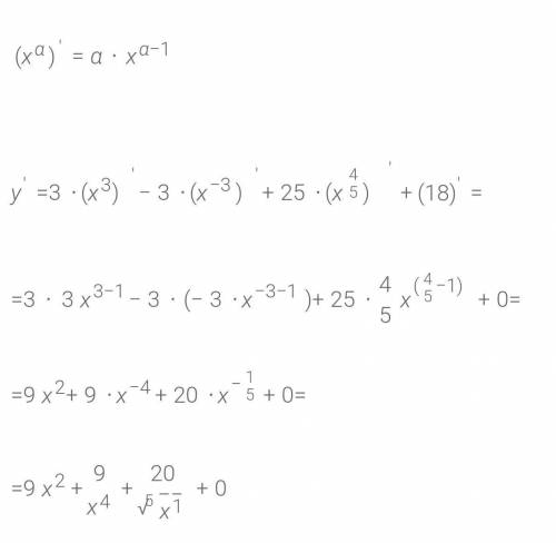 Дана функция: y=4x4−2x2+15x2−−√5+12. Найди производную данной функции. (Вводи в ответ соответствующи