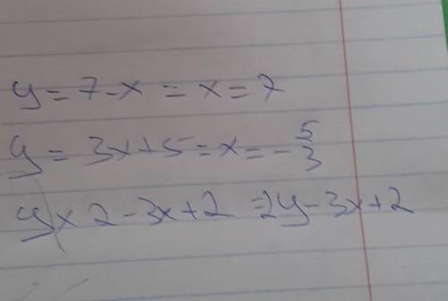 решить y= 7-x y= 3x+5 у=х2-3х+2