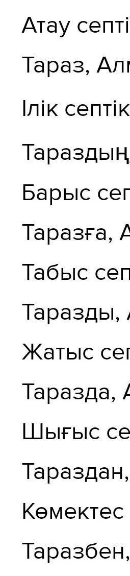 Тараз, кесене, ескерткіш склонять по падежам на казакском​