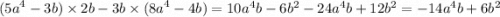 ( {5a}^{4} - 3b) \times 2b - 3b \times ( {8a}^{4} - 4b) = 10 {a}^{4} b - 6 {b}^{2} - 24 {a}^{4}b + 12 {b}^{2} = - 14 {a}^{4} b + 6 {b}^{2}